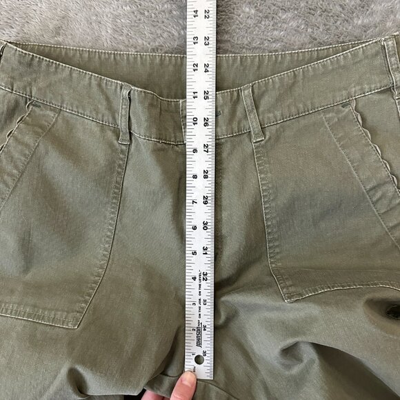 Sundance Green Scallop Trim Straight Leg Pants Women's size 10 Cotton - Picture 7 of 9